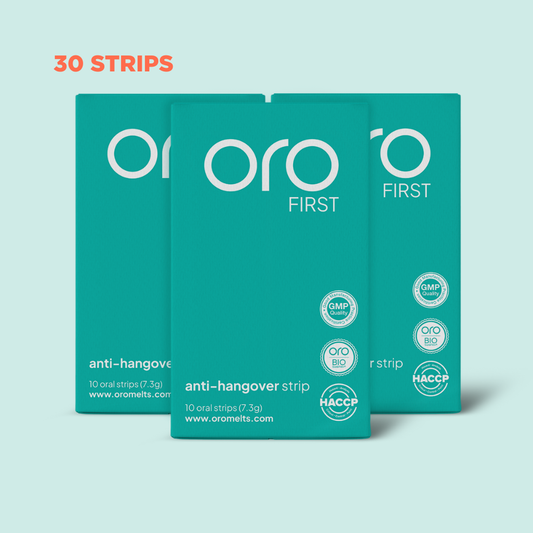 ORO FIRST |  Hangover Prevention Strips - 3 Box Bundle (30 Servings)