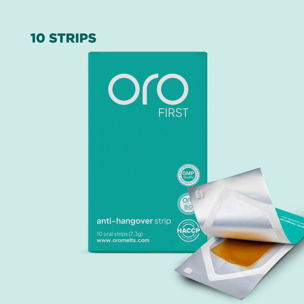 ORO FIRST |  Hangover Prevention Strips - 1 Box (10 Servings)
