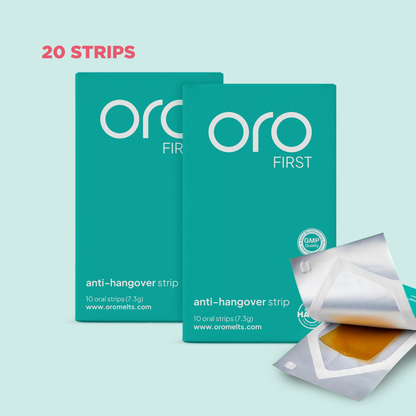 ORO FIRST Hangover Prevention Strips - 2 Box Bundle (20 Servings)
