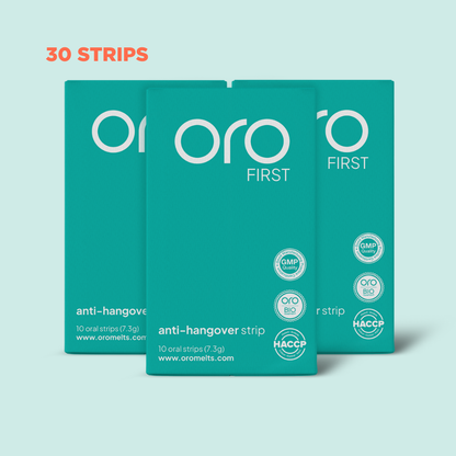 ORO FIRST Hangover Prevention Strips - 3 Box Bundle (30 Servings)