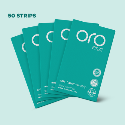 ORO FIRST Hangover Prevention Strips - 5 Box Bundle (50 Servings)