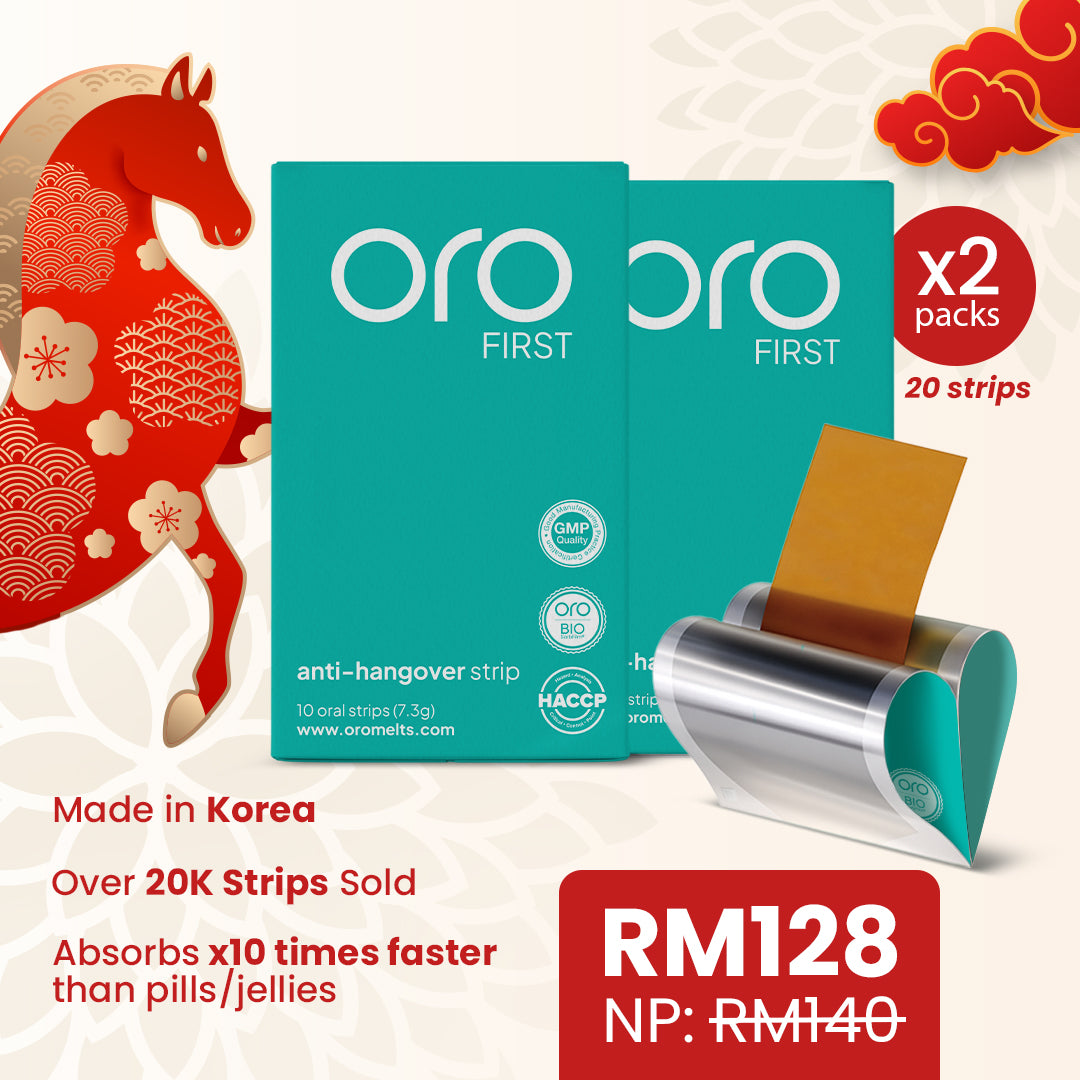 ORO FIRST Hangover Prevention Strips - 2 Box Bundle (20 Servings)