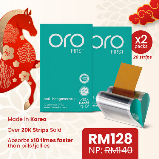 ORO FIRST Hangover Prevention Strips - 2 Box Bundle (20 Servings)