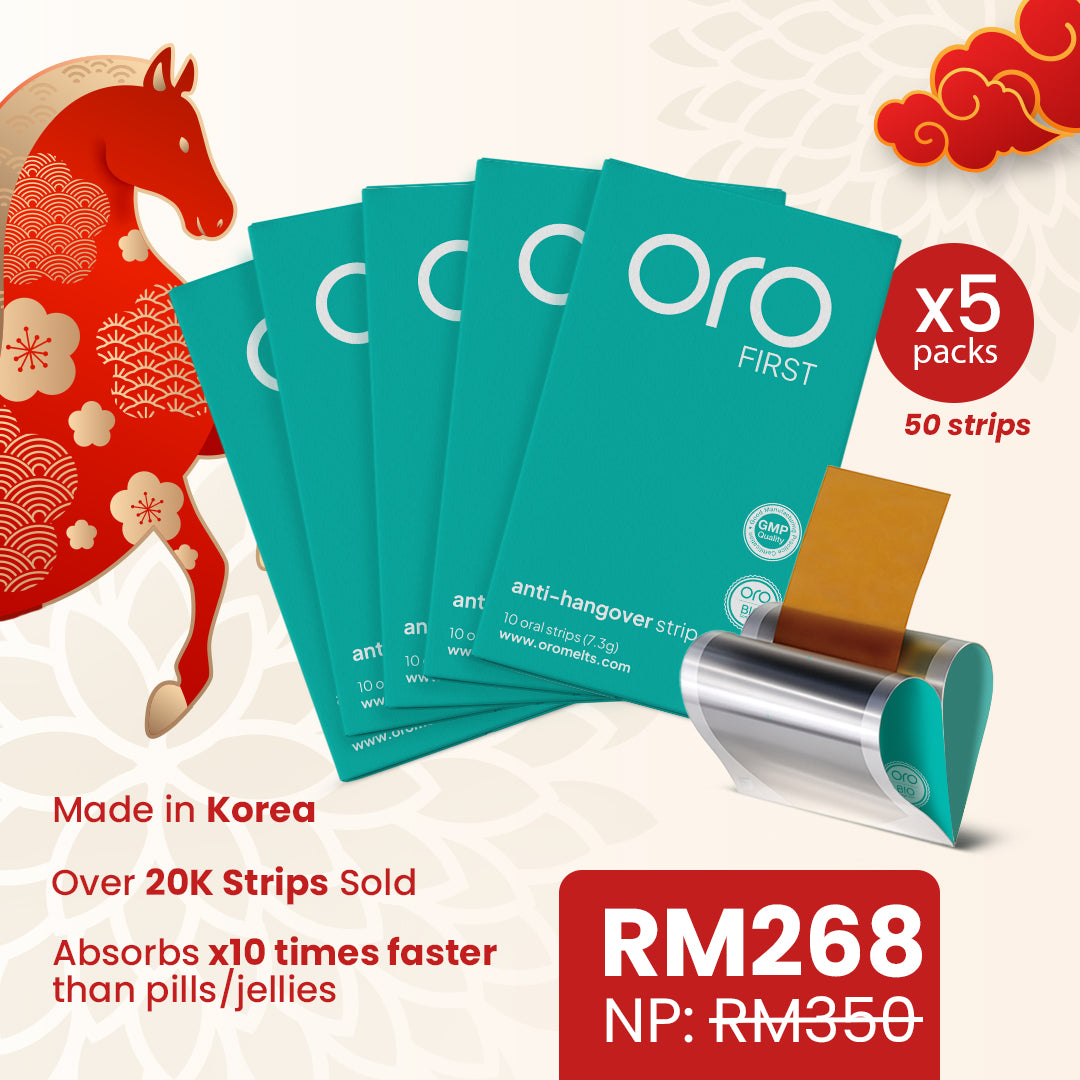 ORO FIRST Hangover Prevention Strips - 5 Box Bundle (50 Servings)