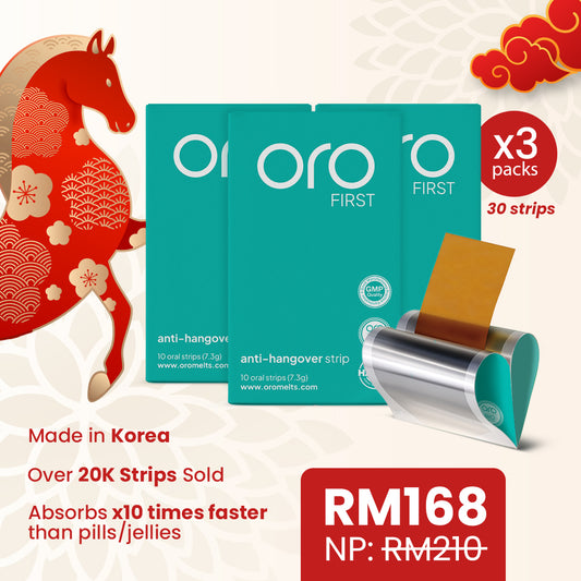 ORO FIRST Hangover Prevention Strips - 3 Box Bundle (30 Servings)