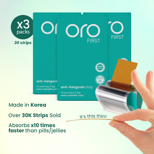 ORO FIRST Hangover Prevention Strips - 3 Box Bundle (30 Servings)
